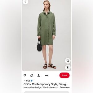 Cos green oversized shirt dress